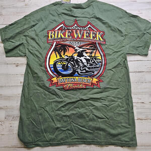NEW Deadstock Daytona Beach Bike Week 2014 T-Shirt LG Tee Motorcycle Official